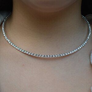Elegant Swarovski Elements Choker Necklace Single tier Clear Crystal color